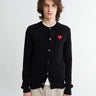 Comme des Garçons PLAY - Round-Neck Cardigan Red Emblem Knit in Black