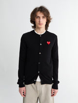 Comme des Garçons PLAY - Round-Neck Cardigan Red Emblem Knit in Black