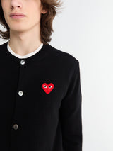 Comme des Garçons PLAY - Round-Neck Cardigan Red Emblem Knit in Black
