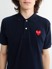 Polo With Red Emblem in Navy