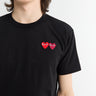 Comme des Garçons PLAY - T-Shirt With Double Burgundy Emblem in Black