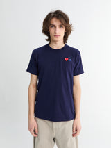 Comme des Garçons PLAY - T-Shirt With Double Burgundy Emblem in Navy