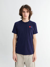 Comme des Garçons PLAY - T-Shirt With Double Burgundy Emblem in Navy