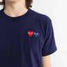 Comme des Garçons PLAY - T-Shirt With Double Burgundy Emblem in Navy