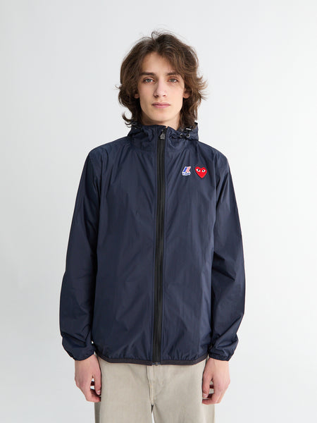 CDG ナイロンジャケット Comme des Garçons PLAY x K-Way Full Zip Packable Jacket in Navy – Stoy