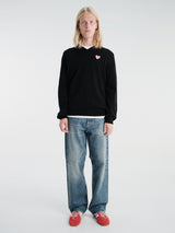 Comme des Garçons PLAY - U Sweater Pink Emblem Knit in Black
