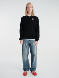 Comme des Garçons PLAY - U Sweater Pink Emblem Knit in Black