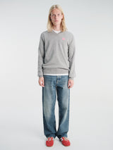 Comme des Garçons PLAY - U Sweater Pink Emblem Knit in Top Light Grey