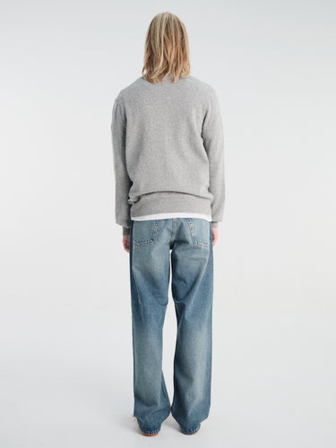 Comme des Garçons PLAY - U Sweater Pink Emblem Knit in Top Light Grey