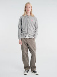 Comme des Garçons PLAY - U Round-Neck Cardigan Pink Emblem Knit in Light Grey
