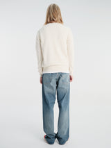 Comme des Garçons PLAY - U Round-Neck Cardigan Pink Emblem Knit in Natural