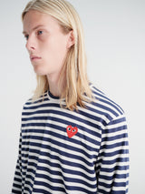 Comme des Garçons PLAY - U T-Shirt Red Emblem Knit in Navy