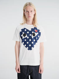 Comme des Garçons PLAY - U T-Shirt Red Emblem Knit in White