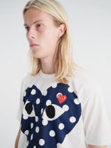 Comme des Garçons PLAY - U T-Shirt Red Emblem Knit in White