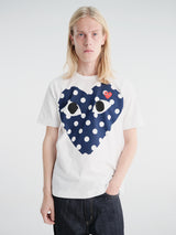 Comme des Garçons PLAY - U T-Shirt Red Emblem Knit in White