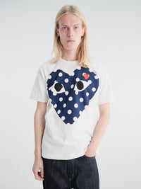 Comme des Garçons PLAY - U T-Shirt Red Emblem Knit in White