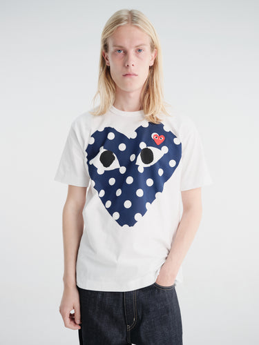 Comme des Garçons PLAY - U T-Shirt Red Emblem Knit in White