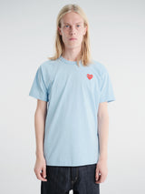 Comme des Garçons PLAY - U T-Shirt Red Emblem Knit in Blue