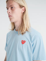 Comme des Garçons PLAY - U T-Shirt Red Emblem Knit in Blue