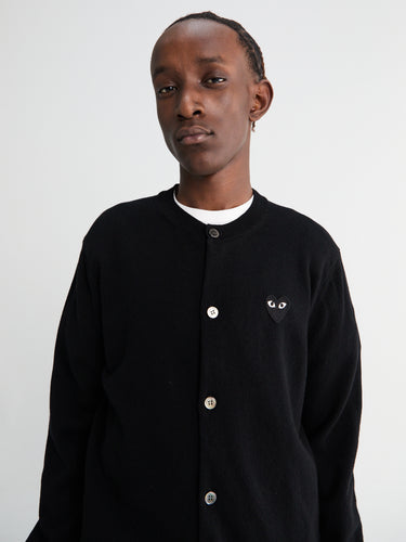 Comme des Garçons PLAY - Round-Neck Black Emblem Knit in Black