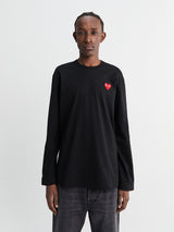 Comme des Garçons PLAY - Red Heart Longsleeved T-Shirt in Black
