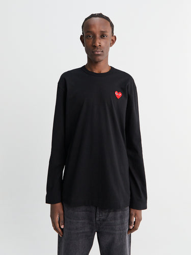 Comme des Garçons PLAY - Red Heart Longsleeved T-Shirt in Black