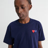 Comme des Garçons PLAY - T-Shirt With Double Burgundy Emblem in Navy