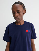 Comme des Garçons PLAY - T-Shirt With Double Burgundy Emblem in Navy