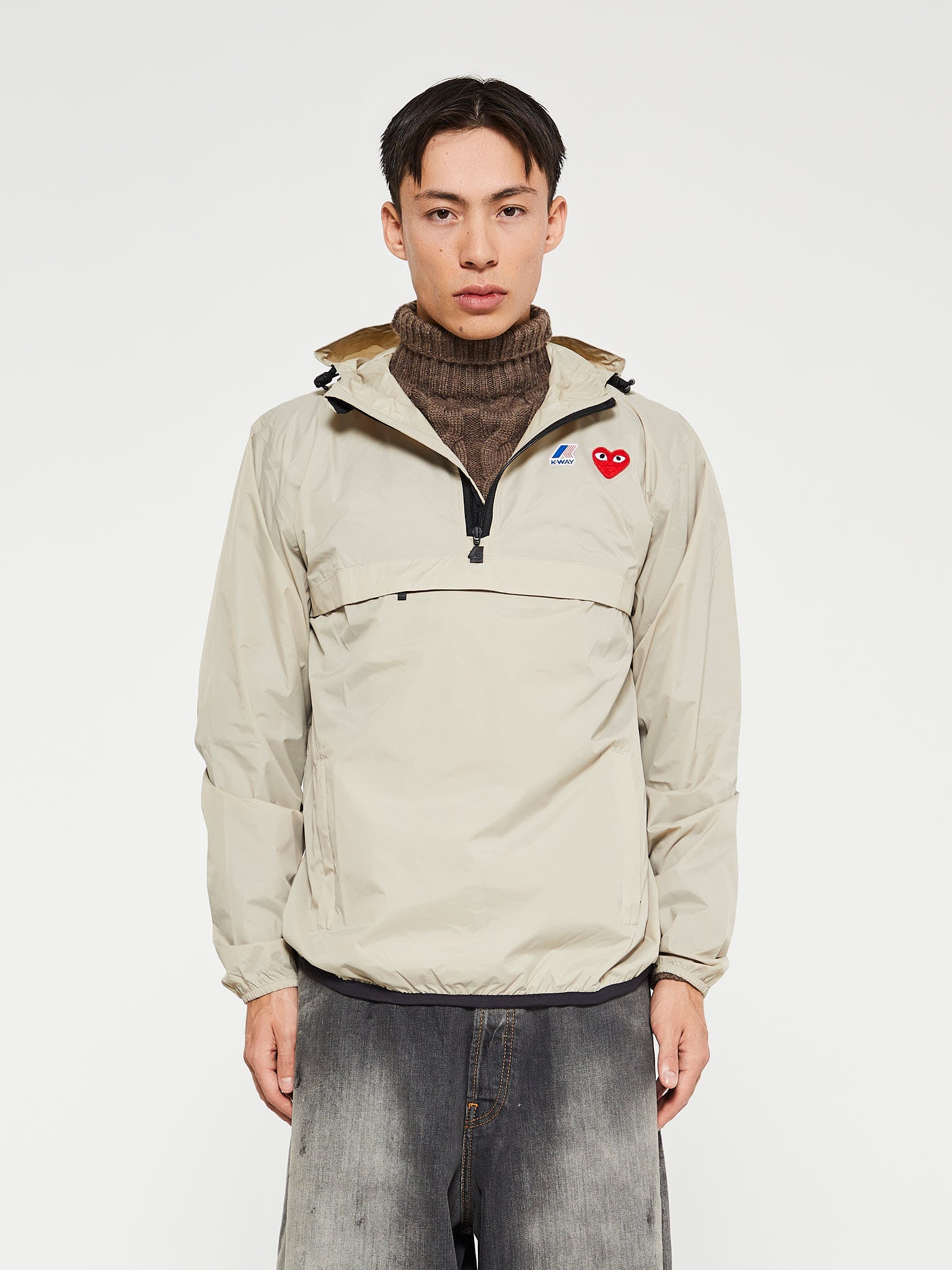 Comme des Garçons PLAY - CDG x K-Way Le Vrai 3.0 Leon Jacket in Beige