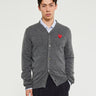 Comme des Garçons PLAY - V-Neck Cardigan with Red Emblem in Grey