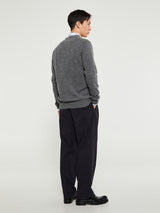 Comme des Garçons PLAY - V-Neck Cardigan with Red Emblem in Grey