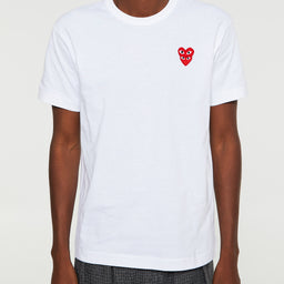 Comme des Garçons PLAY - T-Shirt with Double Red Emblem in White