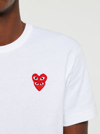 Comme des Garçons PLAY - T-Shirt with Double Red Emblem in White