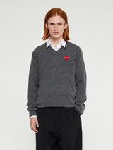 Comme des Garçons PLAY - Red Heart Sweater in Grey