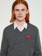 Comme des Garçons PLAY - Red Heart Sweater in Grey