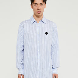 Comme des Garçons PLAY - Shirt with Black Emblem in Blue