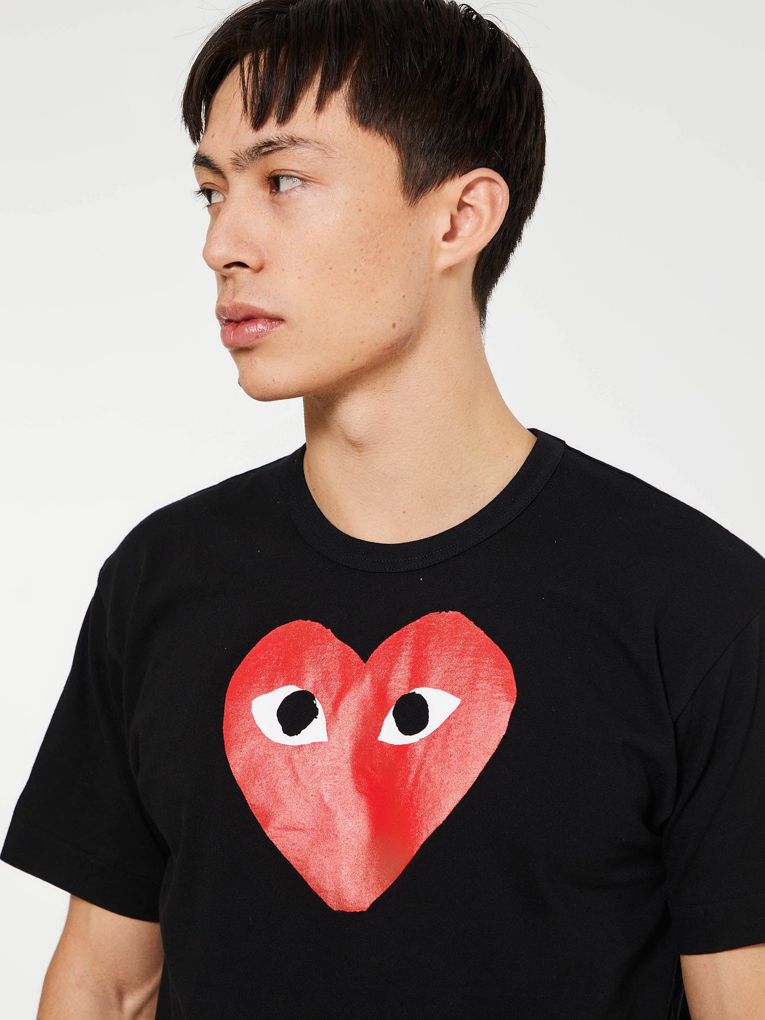 Heart Logo Black T Shirt With Red Heart Cdg Red Heart Shirt Red