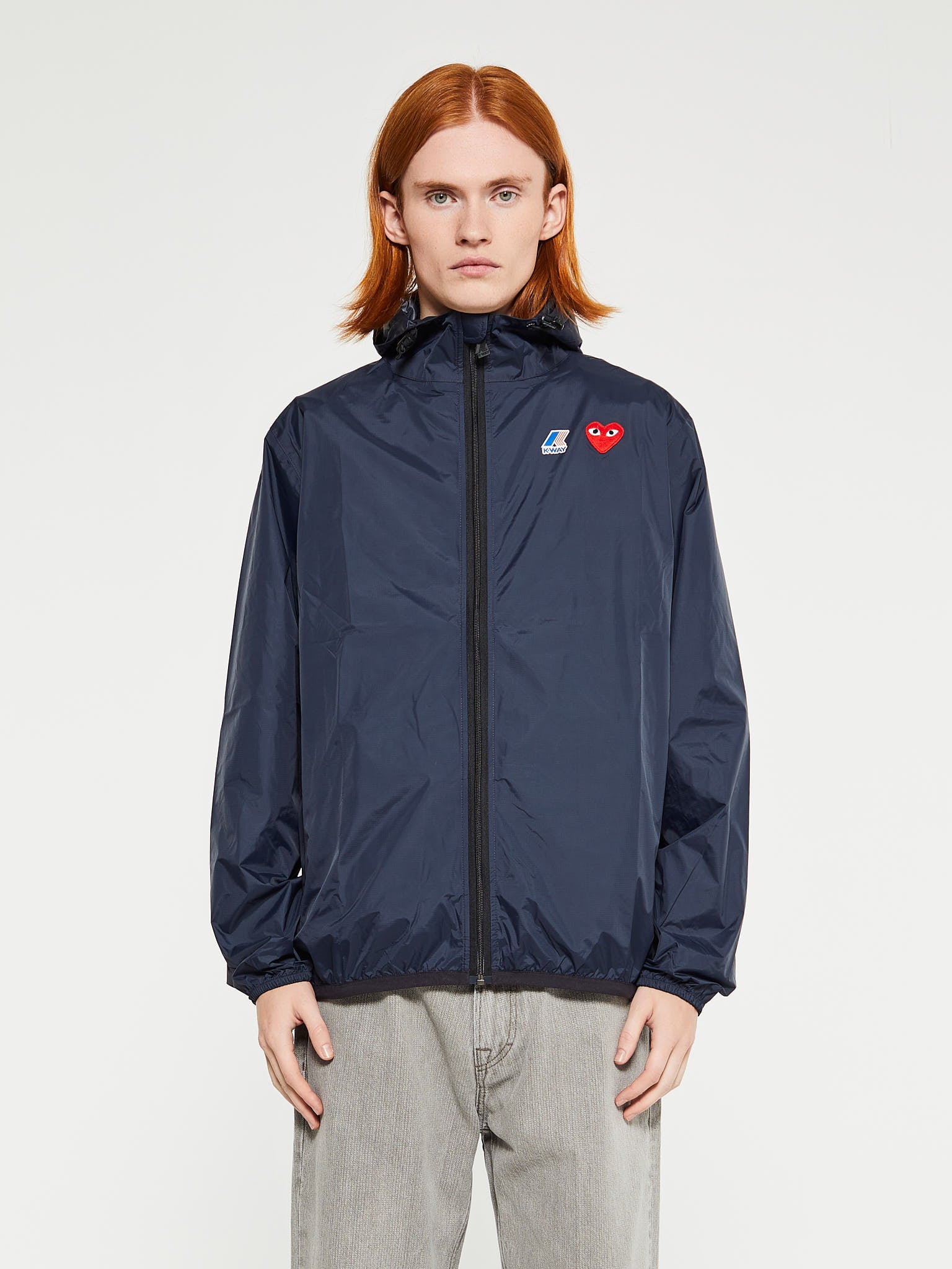 Comme des Garçons PLAY - CDG x K-Way Full Zip Packable Jacket in Navy