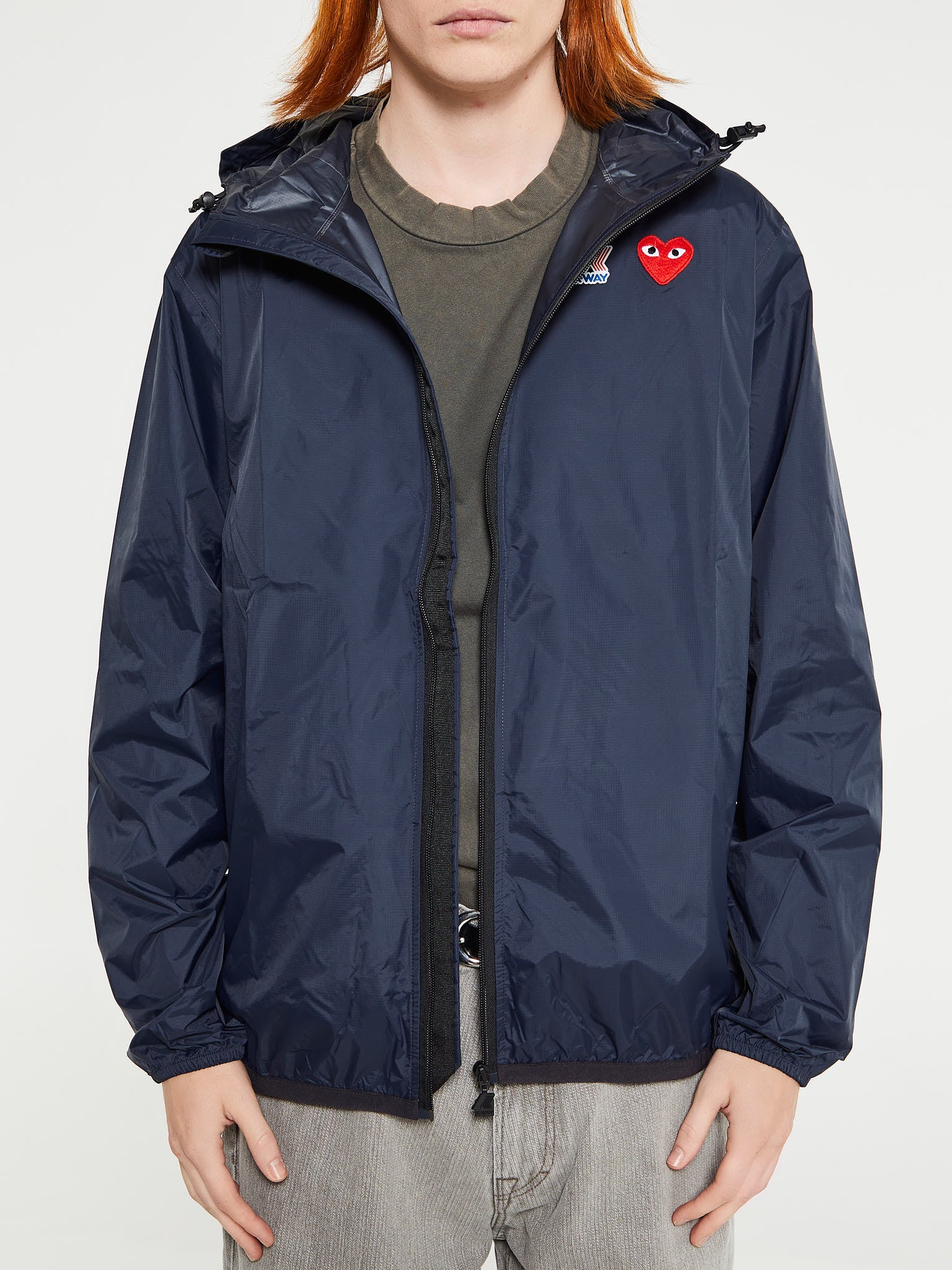 Comme des Garçons PLAY - CDG x K-Way Full Zip Packable Jacket in Navy