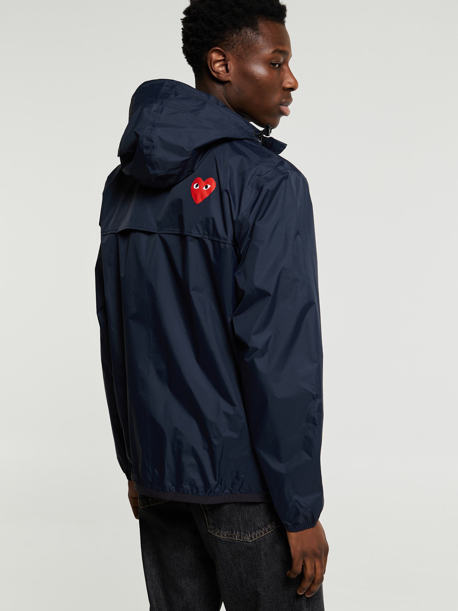 Cdg Play Collection Comme des Garçons PLAY - CDG x K-Way Full Zip Packable Jakke i Navy – Stoy