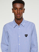 Comme des Garçons PLAY - Shirt with Black Emblem in Blue
