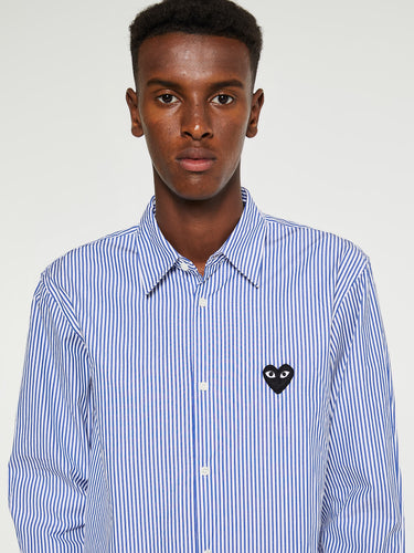 Comme des Garçons PLAY - Shirt with Black Emblem in Blue