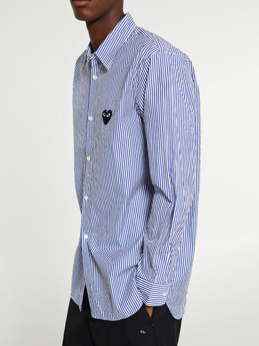 Comme des Garçons PLAY - Shirt with Black Emblem in Blue
