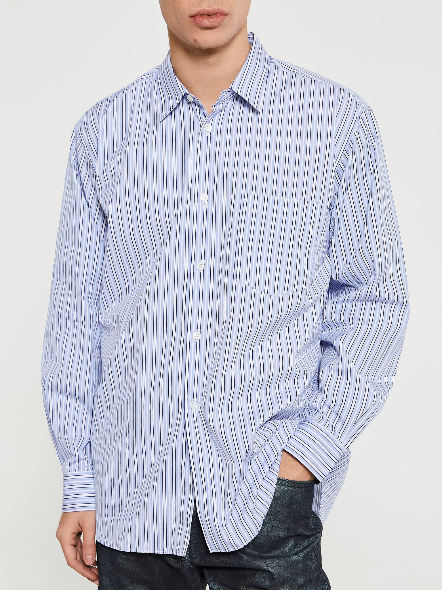 Woven Shirt in Blue and White