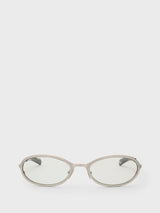Flatlist - Cohen Sunglasses in Brushed Silver and Transparent Grey Lens