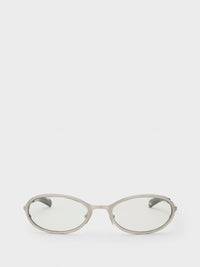Flatlist - Cohen Sunglasses in Brushed Silver and Transparent Grey Lens