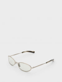 Flatlist - Cohen Sunglasses in Brushed Silver and Transparent Grey Lens