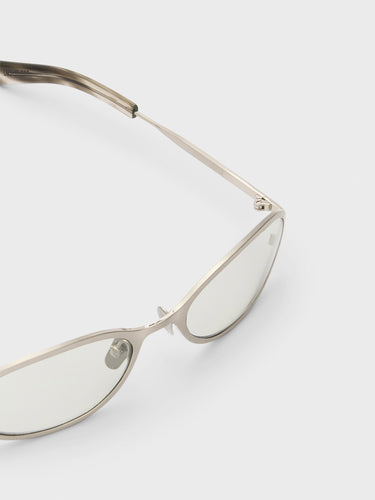 Flatlist - Cohen Sunglasses in Brushed Silver and Transparent Grey Lens