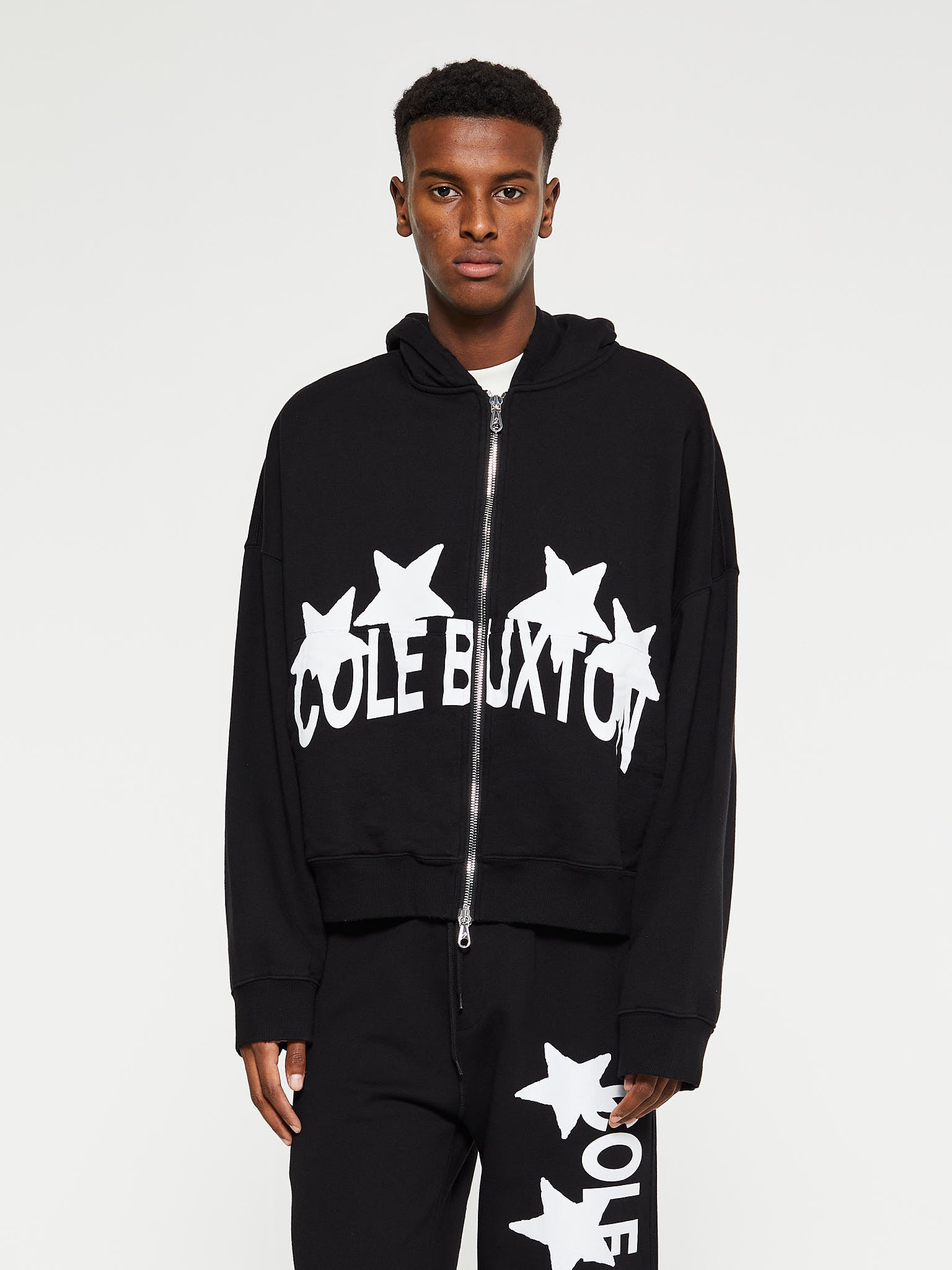 Cole Buxton - 4 Star Zipped Hoodie in Black