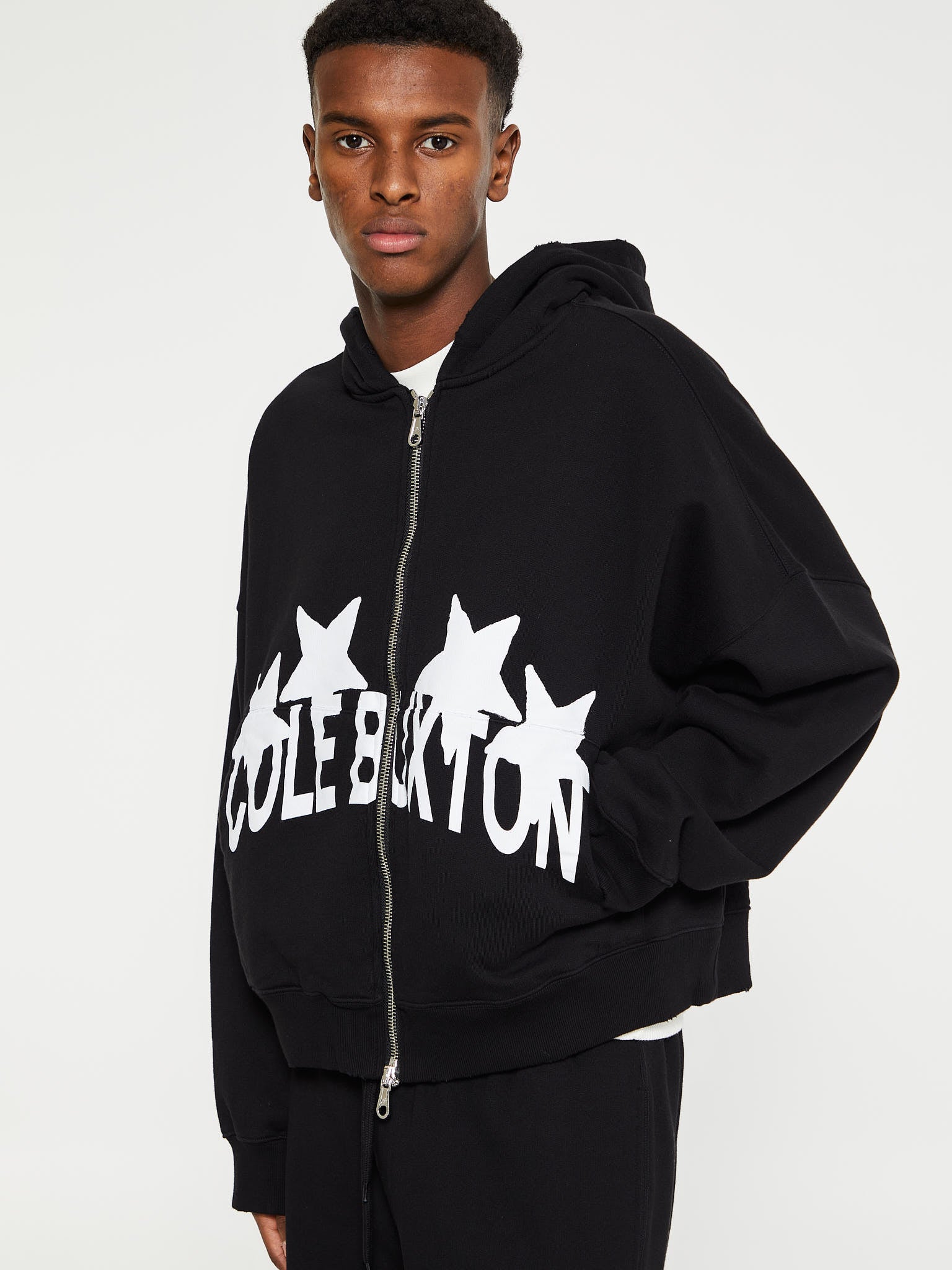 Cole Buxton - 4 Star Zipped Hoodie in Black